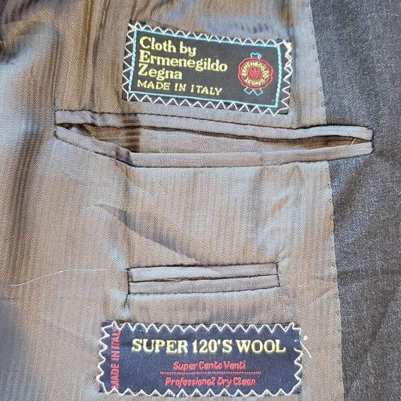 Zegna Blazer Jacket Italy Mens Super 120’s Wool Size 46 R Gray 3 Button - Picture 8 of 11